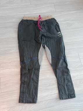 Rhude x Puma Black Joggers with Tan Waistband and Pink Drawcord